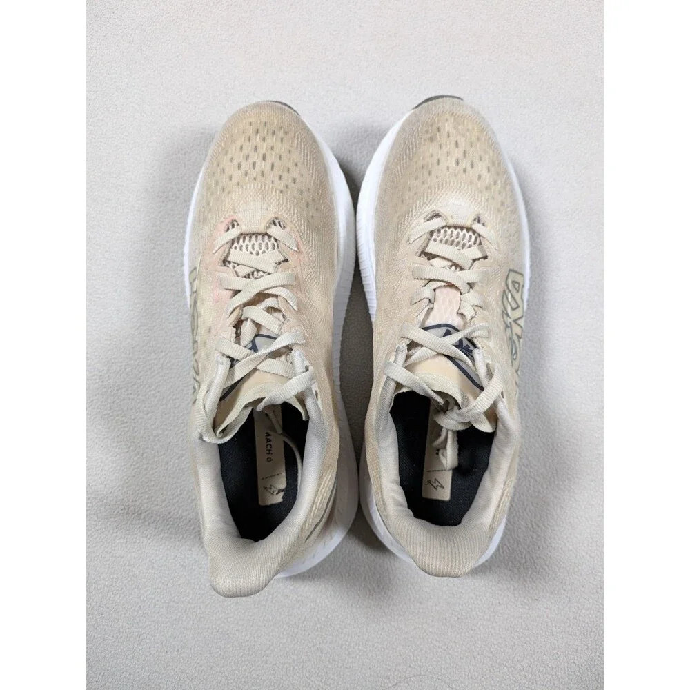 HOKA ONE Mach 6 Running Shoes Eggnog Vanilla Beige Size 7B Women's Athletic